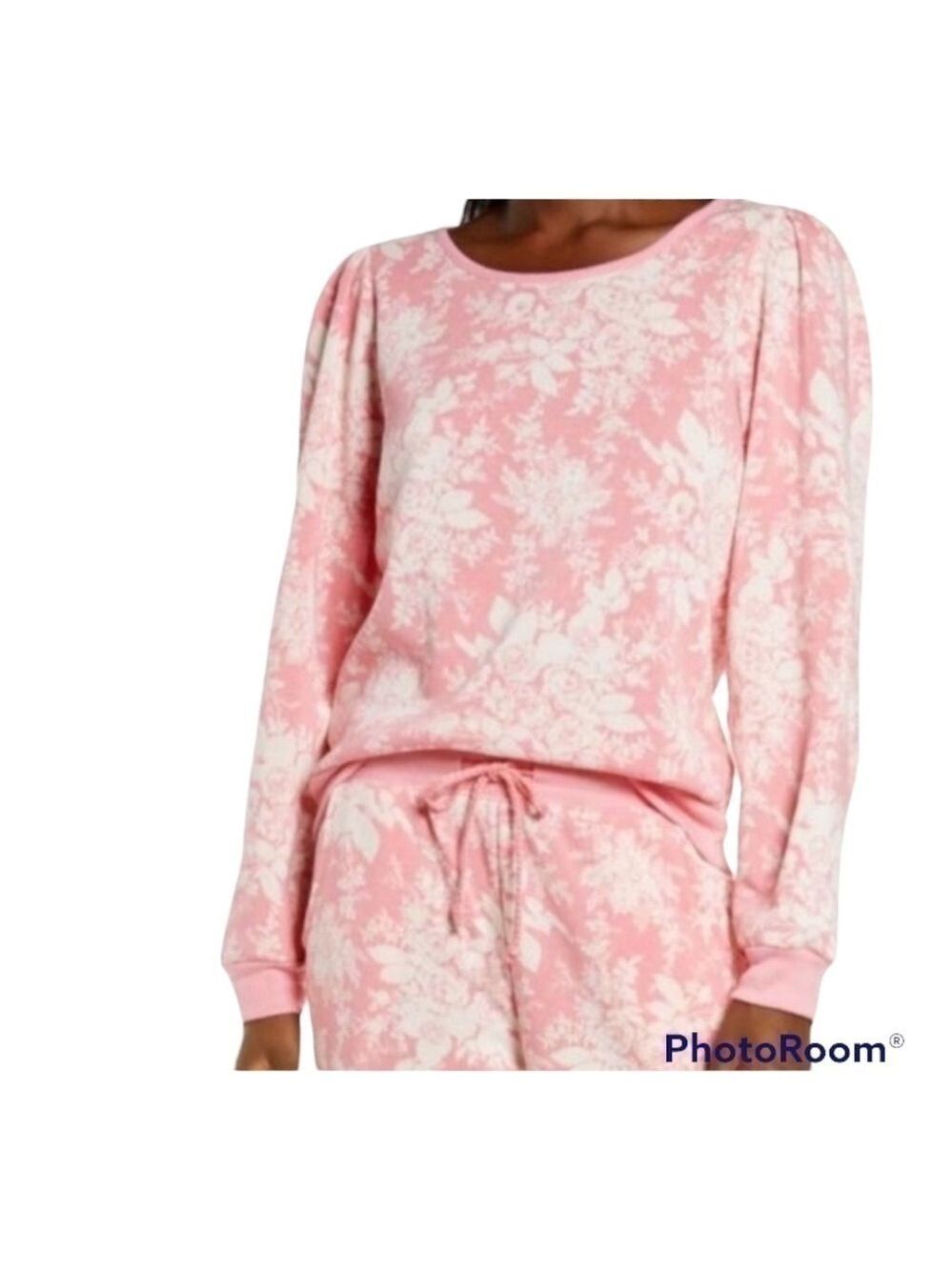 RACHEL PARCELL Pink Quill Rose Brocade Sweatshirt size small